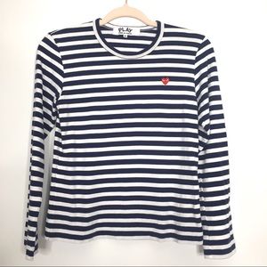 Commę Des Garçons PLAY Mini Heart LS Striped MED